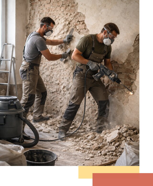 Демонтаж штукатурки со стен в Гулькевичах быстро и аккуратно