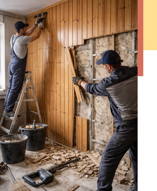 Демонтаж вагонки со стен в Гулькевичах от 1504 руб. — снятие, удаление, срочно | ОТДЕЛОЧНИК-Гль