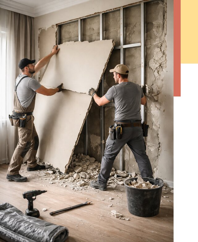 Демонтаж гипсокартона со стен в Гулькевичах от 363 руб. — услуги демонтажа | ОТДЕЛОЧНИК-Гль