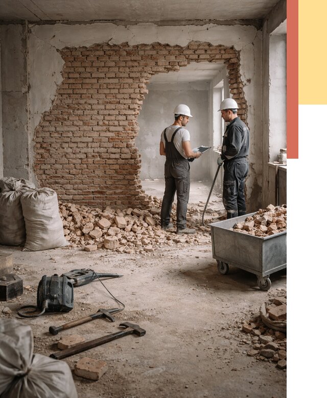 Демонтаж кирпичных стен в Гулькевичах от 4357 руб. — быстро, недорого, под ключ | ОТДЕЛОЧНИК-Гль