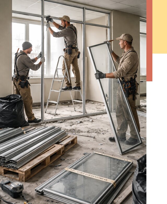 Демонтаж алюминиевых перегородок в Гулькевичах от 4357 руб. — быстро и недорого | ОТДЕЛОЧНИК-Гль