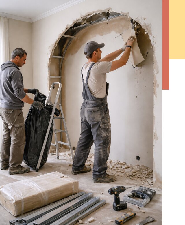 Демонтаж арки из гипсокартона в Гулькевичах от 3631 руб. — услуги под ключ | ОТДЕЛОЧНИК-Гль