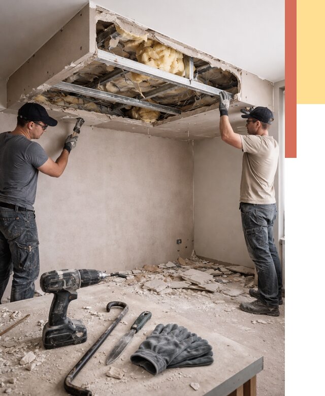 Демонтаж короба из гипсокартона в Гулькевичах от 1577 руб. — быстро и недорого | ОТДЕЛОЧНИК-Гль