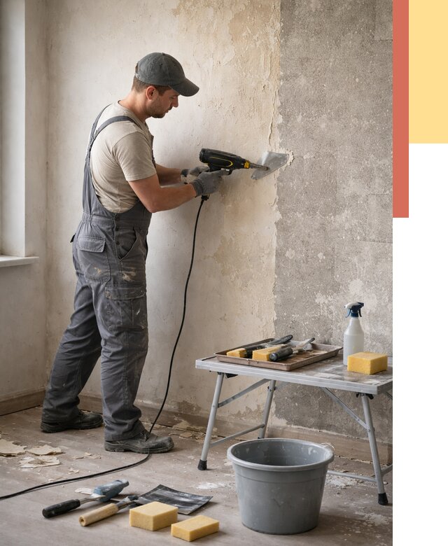 Очистка стен от клея в Гулькевичах от 1919 руб. — снятие и удаление клея со стен | ОТДЕЛОЧНИК-Гль