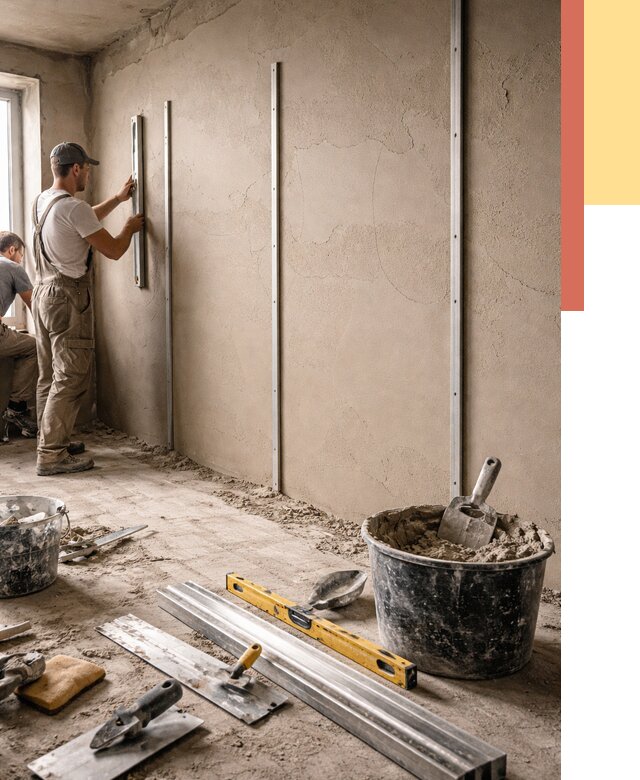 Штукатурка стен по маякам в Гулькевичах от 5706 руб./м² — выравнивание под ключ | ОТДЕЛОЧНИК-Гль