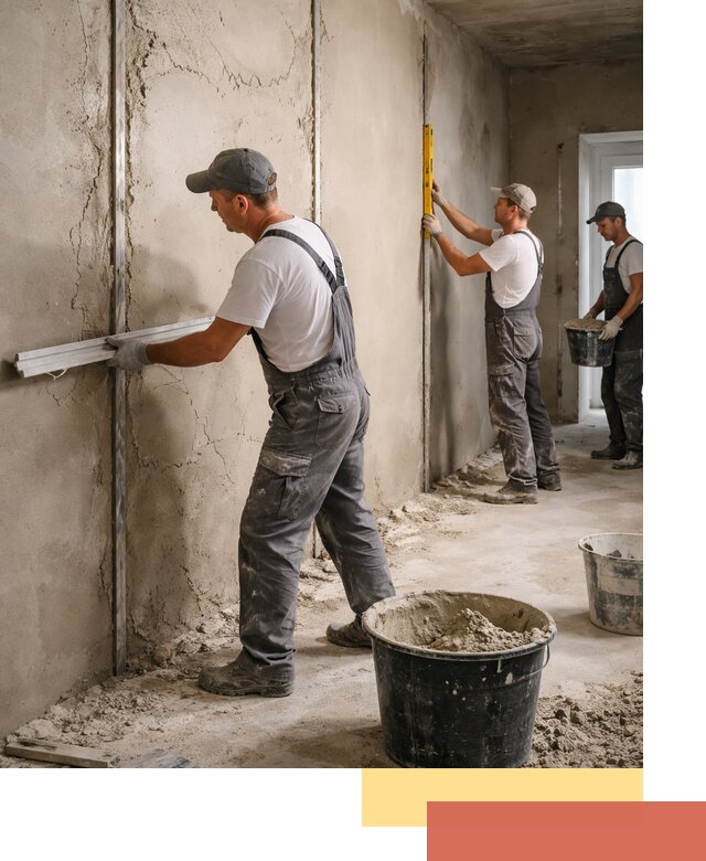 Штукатурка стен по маякам в Гулькевичах — точная и ровная поверхность