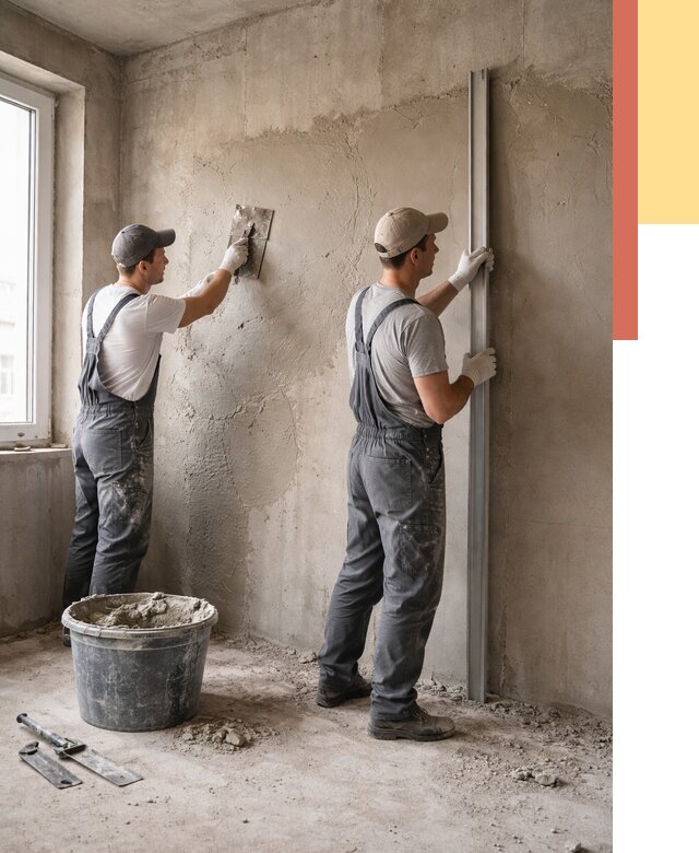 Штукатурка бетонных стен в Гулькевичах от 4668 руб/м² — качественно и быстро | ОТДЕЛОЧНИК-Гль