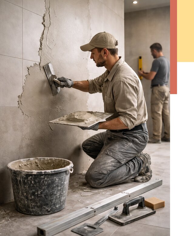 Штукатурка стен в ванной в Гулькевичах от 4668 руб./м² — выравнивание под ключ | ОТДЕЛОЧНИК-Гль