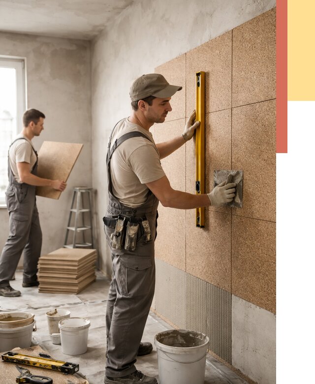 Монтаж пробковых панелей на стены в Гулькевичах от 3631 руб. — ОТДЕЛОЧНИК-Гль