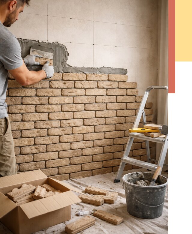 Монтаж декоративного кирпича в Гулькевичах от 3320 руб./м² — быстро и недорого | ОТДЕЛОЧНИК-Гль