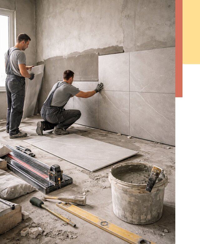 Облицовка стен керамогранитом в Гулькевичах от 4357 руб./м² — услуги под ключ | ОТДЕЛОЧНИК-Гль