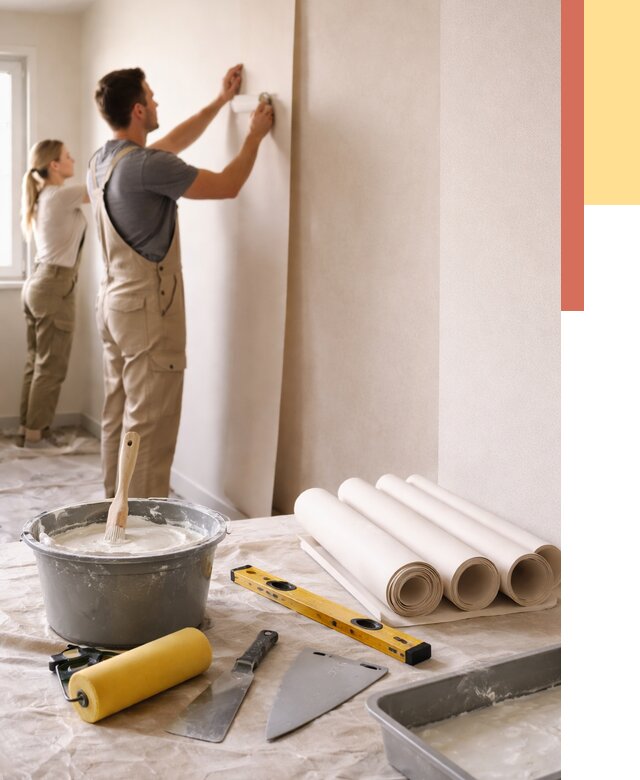 Поклейка бумажных обоев в Гулькевичах от 5706 руб./м2 — быстро и недорого | ОТДЕЛОЧНИК-Гль