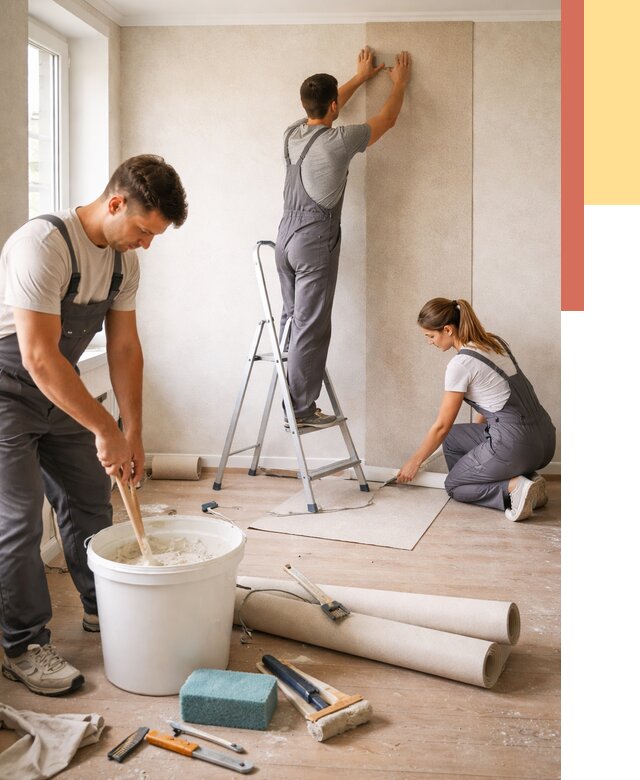 Оклейка стен обоями в Гулькевичах от 3631 руб/м2 — быстро и недорого | ОТДЕЛОЧНИК-Гль