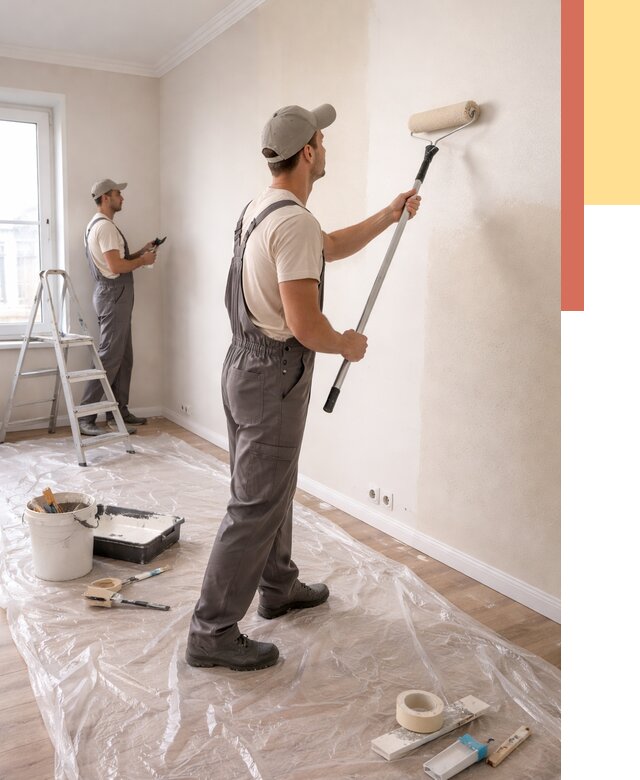 Покраска стен акриловой краской в Гулькевичах от 3631 руб./м² — быстро и недорого | ОТДЕЛОЧНИК-Гль