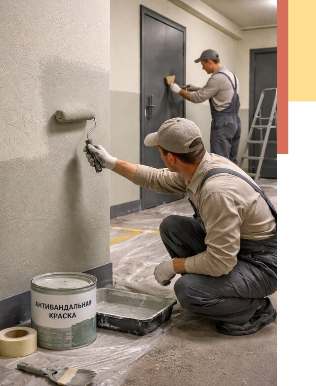 Покраска стен антивандальной краской в Гулькевичах от 4668 руб./м² под ключ | ОТДЕЛОЧНИК-Гль