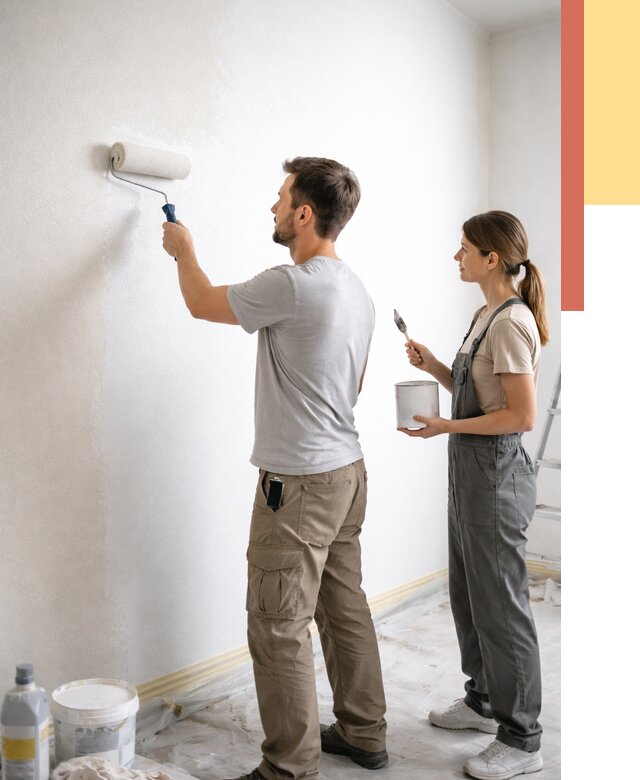 Окраска стен по стеклохолсту в Гулькевичах от 4668 руб/м² под ключ | ОТДЕЛОЧНИК-Гль