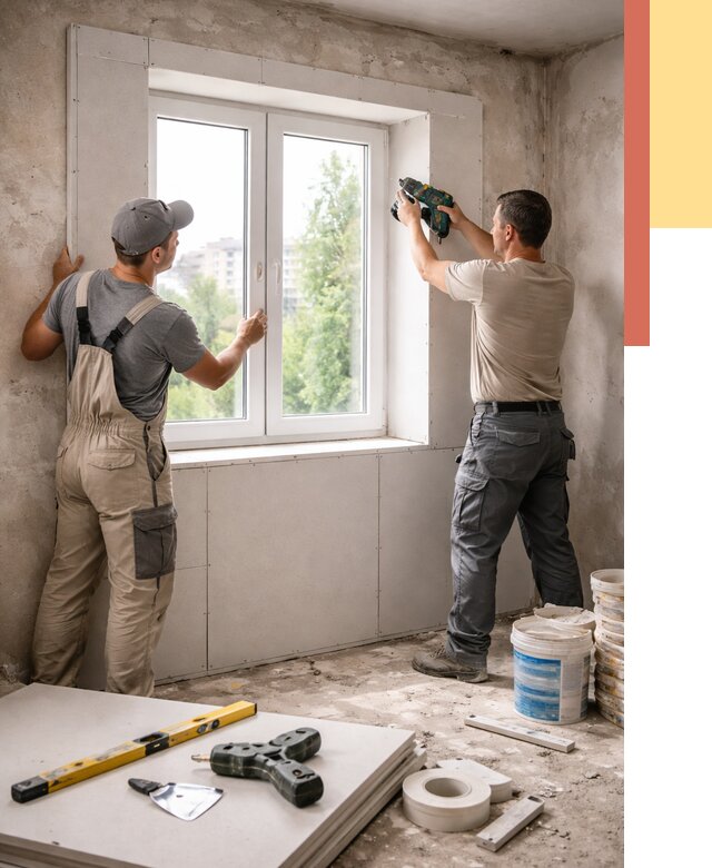 Монтаж откосов из гипсокартона в Гулькевичах от 4668 руб. под ключ | ОТДЕЛОЧНИК-Гль