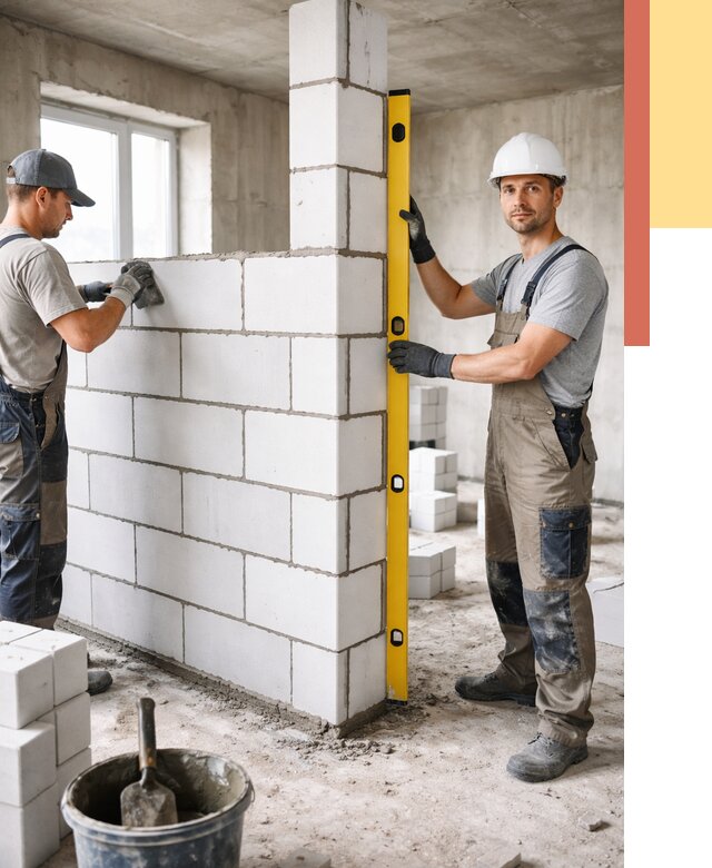 Кладка перегородок из пеноблока в Гулькевичах от 1867 руб. под ключ | ОТДЕЛОЧНИК-Гль