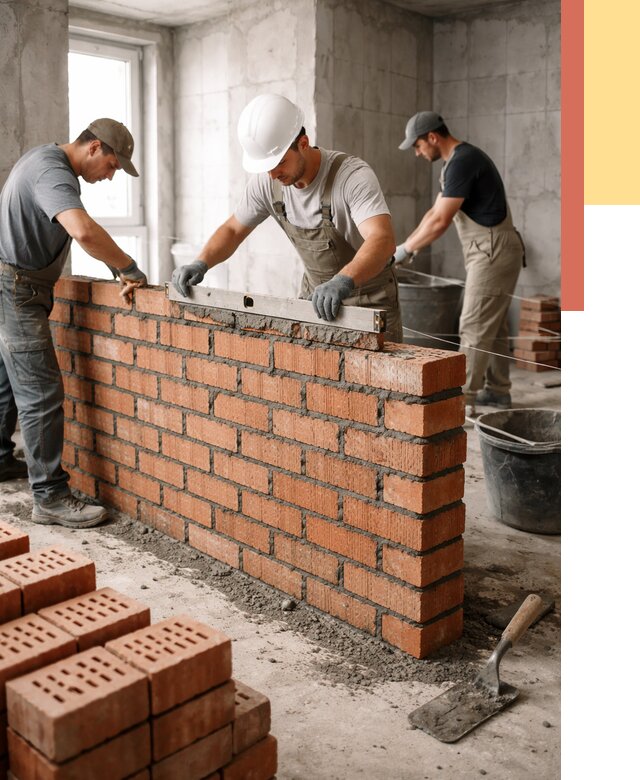 Кладка перегородок из кирпича в Гулькевичах от 3631 руб. за м² | ОТДЕЛОЧНИК-Гль