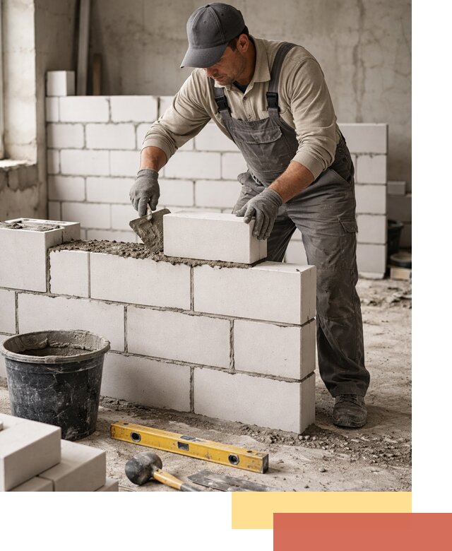 Кладка перегородок из силикатного блока в Гулькевичах