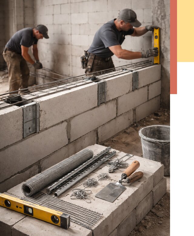 Армирование кладки перегородок в Гулькевичах от 778 руб. под ключ | ОТДЕЛОЧНИК-Гль