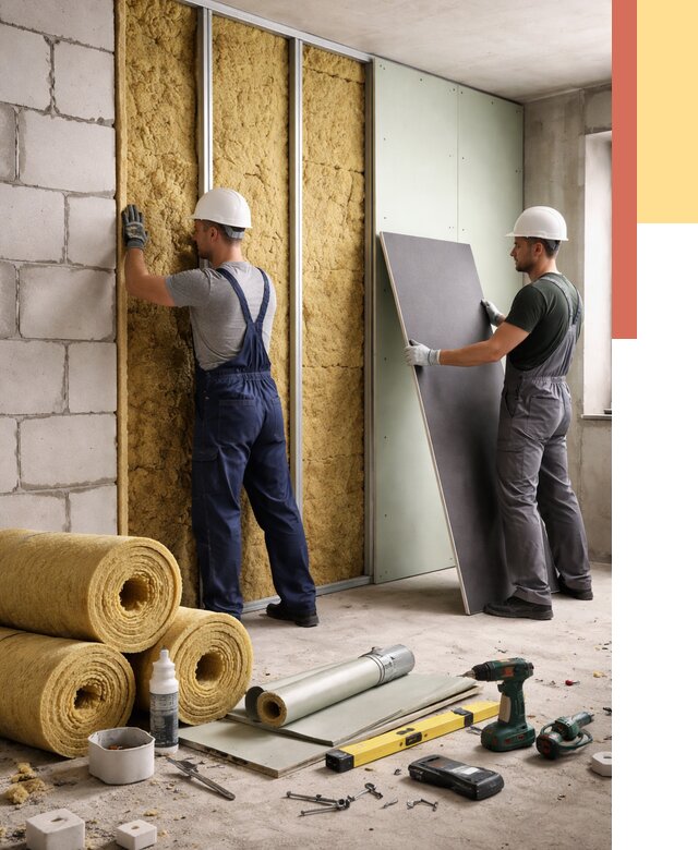 Шумоизоляция перегородок из блоков в Гулькевичах от 1919 руб./м² — быстро и недорого | ОТДЕЛОЧНИК-Гль