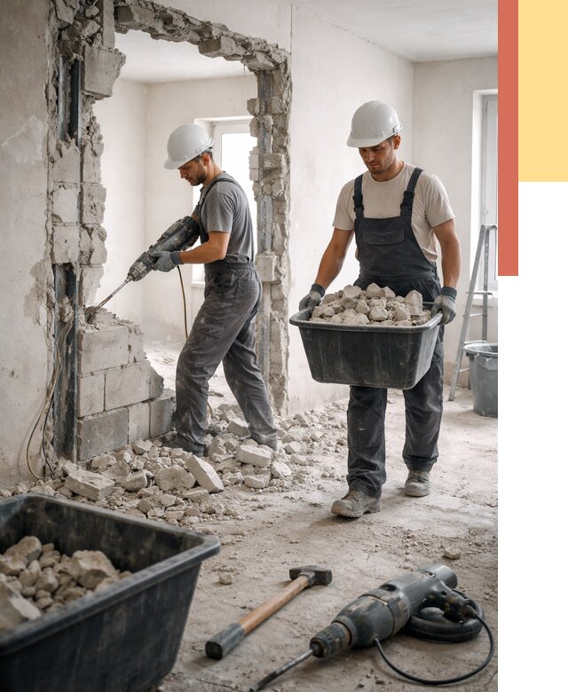 Демонтаж блоковых перегородок в Гулькевичах от 3890 руб. — быстро и недорого | ОТДЕЛОЧНИК-Гль