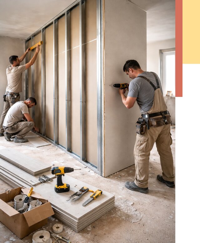 Монтаж однослойной перегородки из гипсокартона в Гулькевичах от 674 руб. | ОТДЕЛОЧНИК-Гль