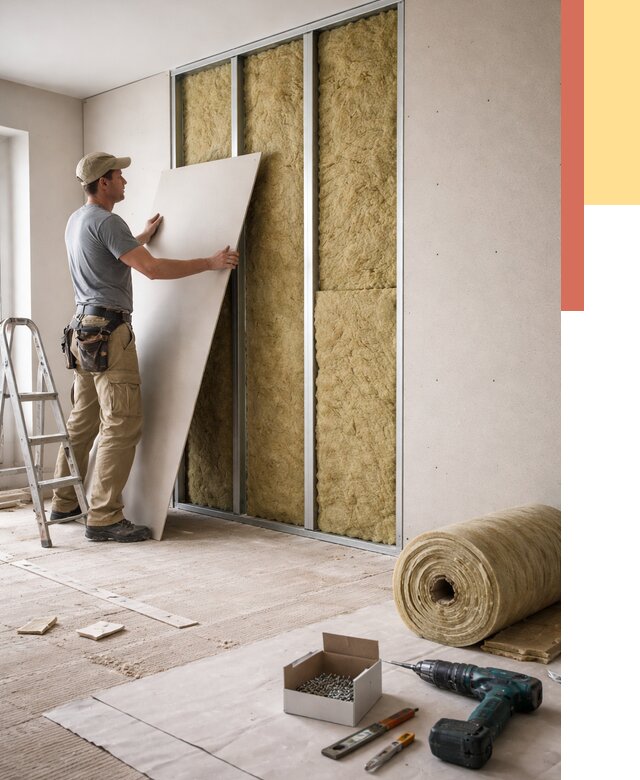 Перегородка из гипсокартона с шумоизоляцией в Гулькевичах от 3237 руб. | ОТДЕЛОЧНИК-Гль