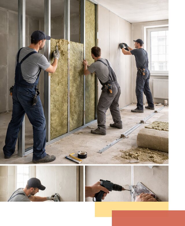 Перегородка из гипсокартона с шумоизоляцией в Гулькевичах — монтаж под ключ