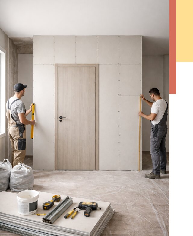 Перегородка из гипсокартона с дверью в Гулькевичах от 4668 руб. под ключ | ОТДЕЛОЧНИК-Гль