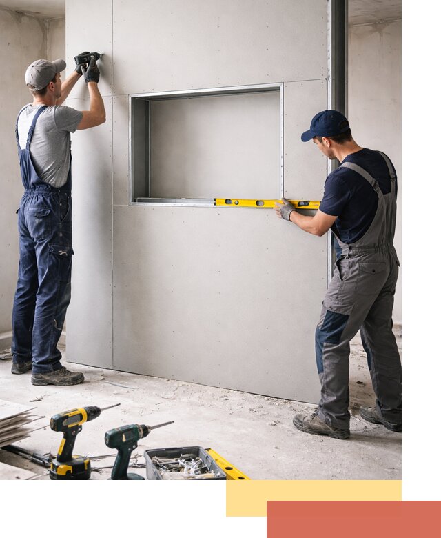 Перегородка из гипсокартона с нишей под декор в Гулькевичах