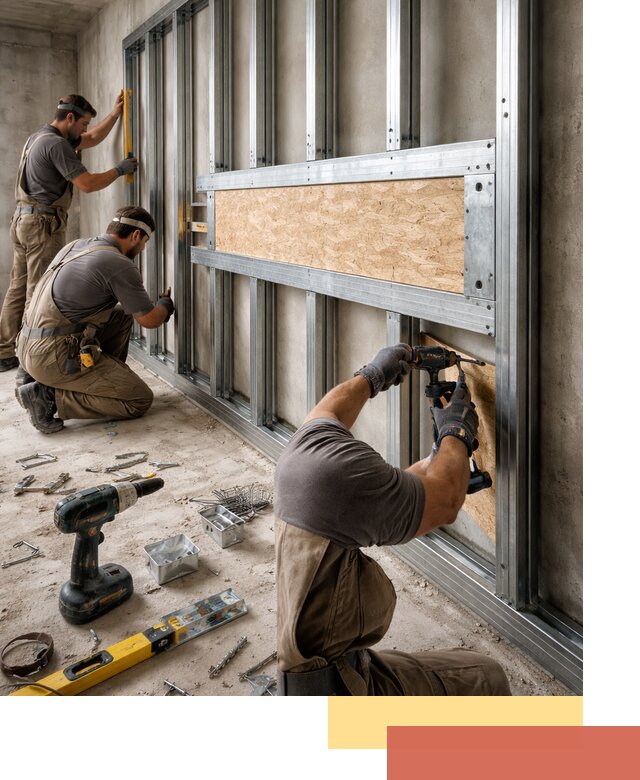 Усиленная перегородка для крепления тяжёлых конструкций в Гулькевичах