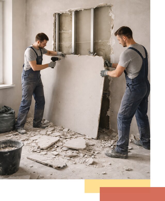 Демонтаж перегородки из гипсокартона в Гулькевичах быстрый и аккуратный