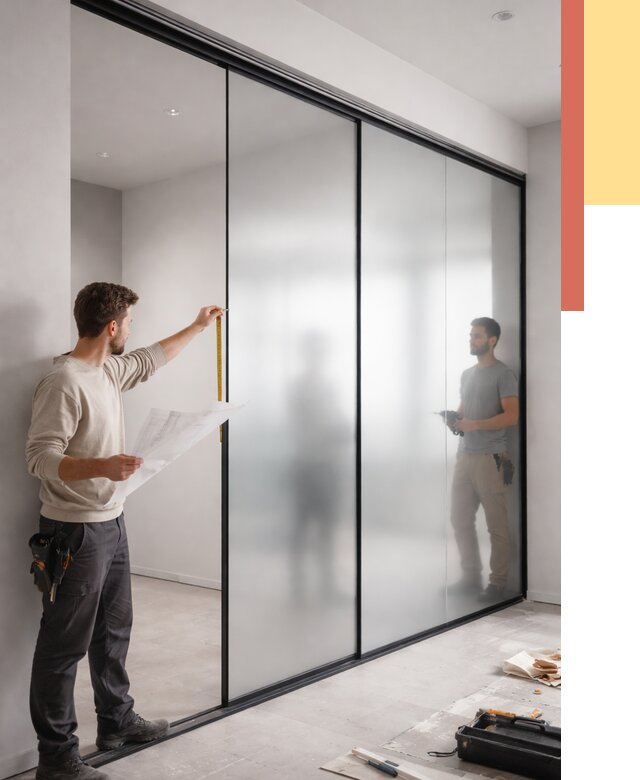 Матовые стеклянные перегородки в Гулькевичах от 8818 руб. — монтаж и установка | ОТДЕЛОЧНИК-Гль