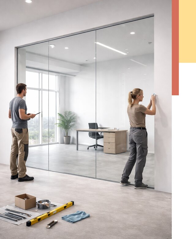 Перегородки из закаленного стекла в Гулькевичах от 9855 руб. под ключ | ОТДЕЛОЧНИК-Гль