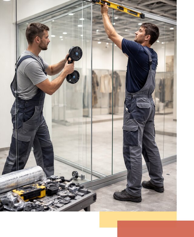 Стеклянные перегородки для магазинов в Гулькевичах — монтаж и установка