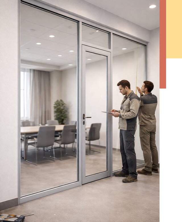 Установка и монтаж алюминиевых перегородок со стеклом в Гулькевичах от 8507 руб. | ОТДЕЛОЧНИК-Гль