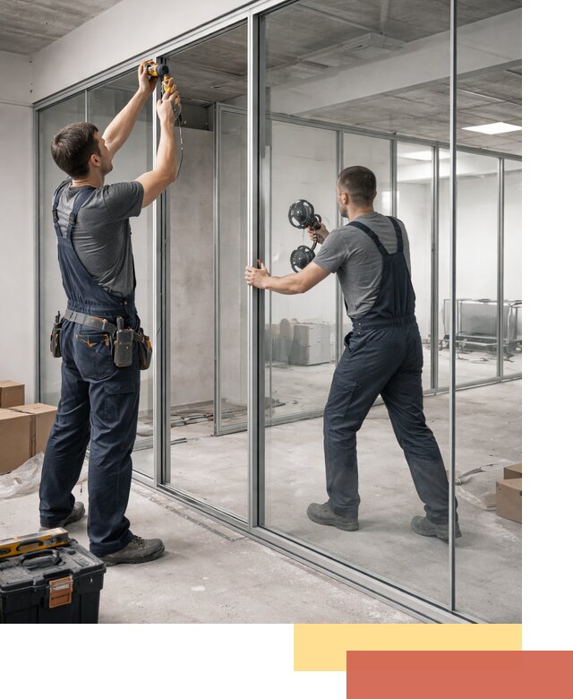 Алюминиевые перегородки со стеклом в Гулькевичах — изготовление и монтаж