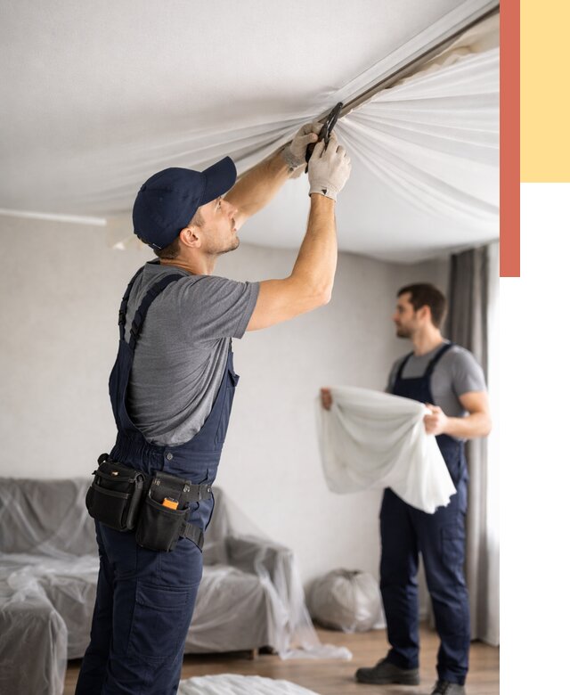 Демонтаж натяжного потолка в Гулькевичах от 4668 руб. — снятие и разбор под ключ | ОТДЕЛОЧНИК-Гль