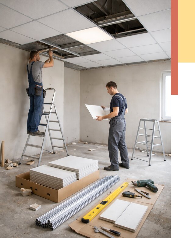 Монтаж потолка армстронг в Гулькевичах от 4668 руб/м2 — быстрая установка под ключ | ОТДЕЛОЧНИК-Гль