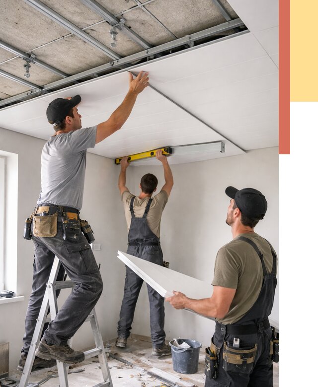 Монтаж потолка из ПВХ панелей в Гулькевичах от 3631 руб./м2 — быстро и недорого | ОТДЕЛОЧНИК-Гль