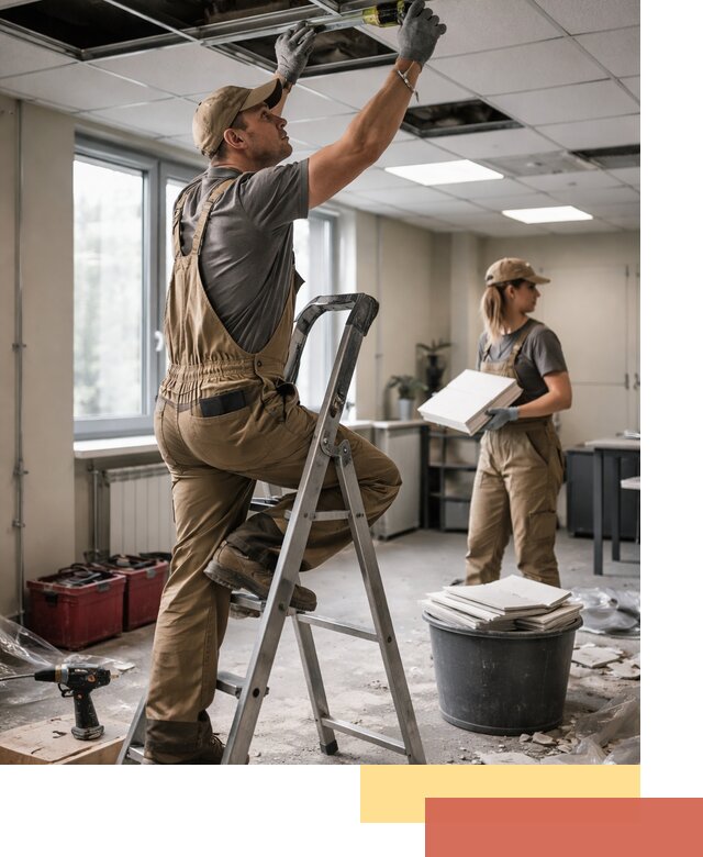 Ремонт потолка Армстронг и замена плит в Гулькевичах