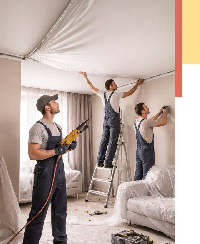 Установка натяжного потолка в Гулькевичах от 4668 руб. | Быстро и недорого — ОТДЕЛОЧНИК-Гль