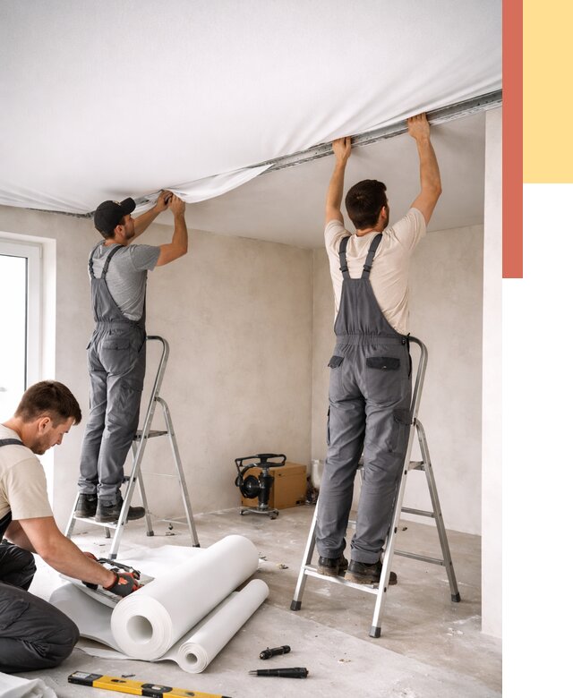 Монтаж тканевого натяжного потолка в Гулькевичах от 3631 руб. под ключ | ОТДЕЛОЧНИК-Гль