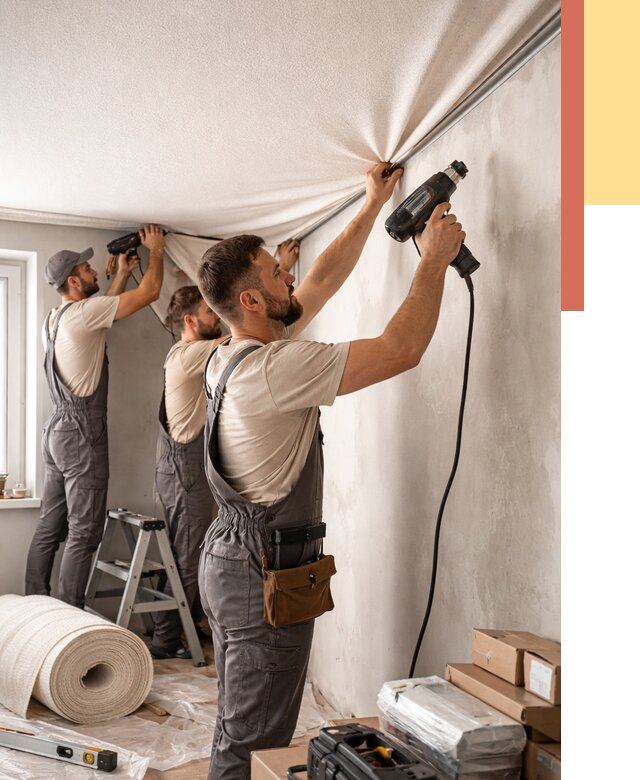 Монтаж фактурного натяжного потолка в Гулькевичах от 778 руб. — ОТДЕЛОЧНИК-Гль