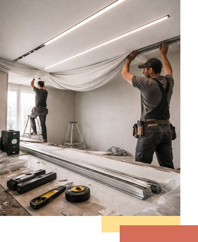 Монтаж натяжных потолков со световыми линиями в Гулькевичах