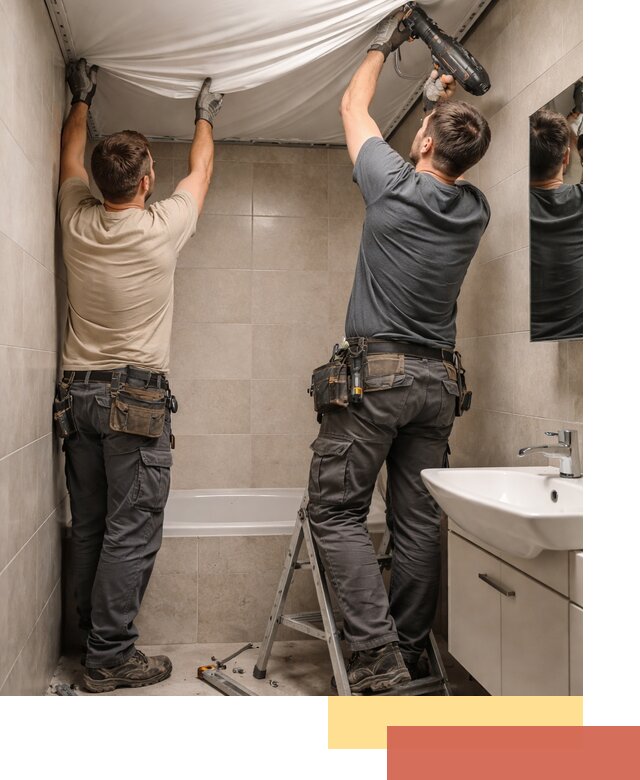 Монтаж натяжного потолка в ванной в Гулькевичах быстро и качественно