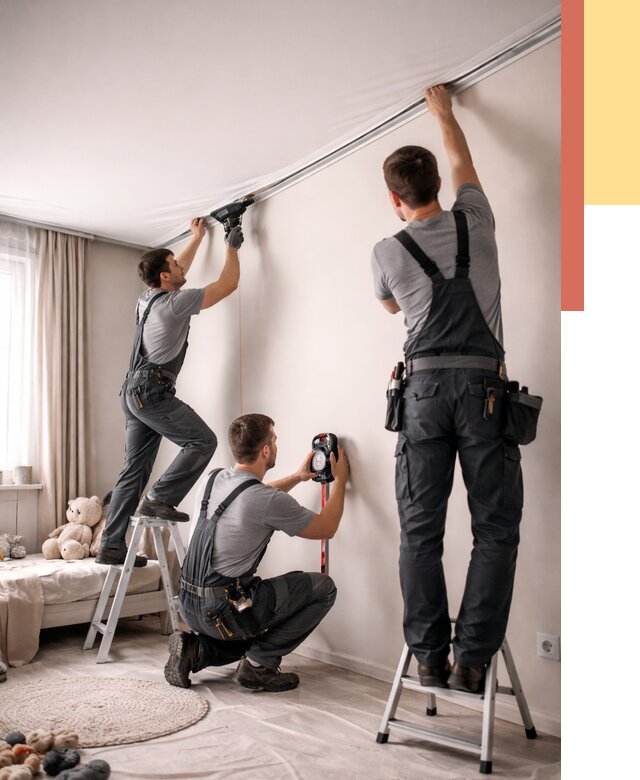 Монтаж натяжного потолка в детской в Гулькевичах от 3631 руб. — быстро и недорого | ОТДЕЛОЧНИК-Гль