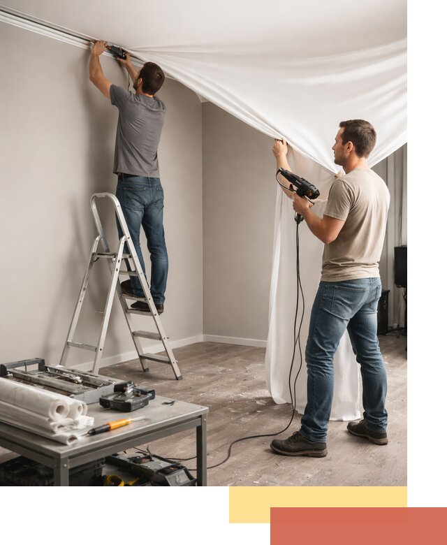 Монтаж натяжного потолка в студии в Гулькевичах